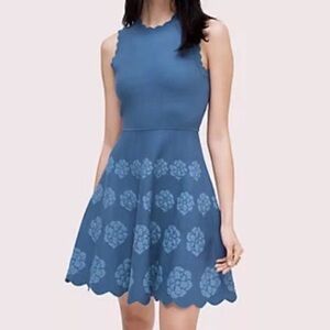 Kate Spade Flora Hem Sweater Dress Antqeblue Mainline Sleeveless Scallop Detail